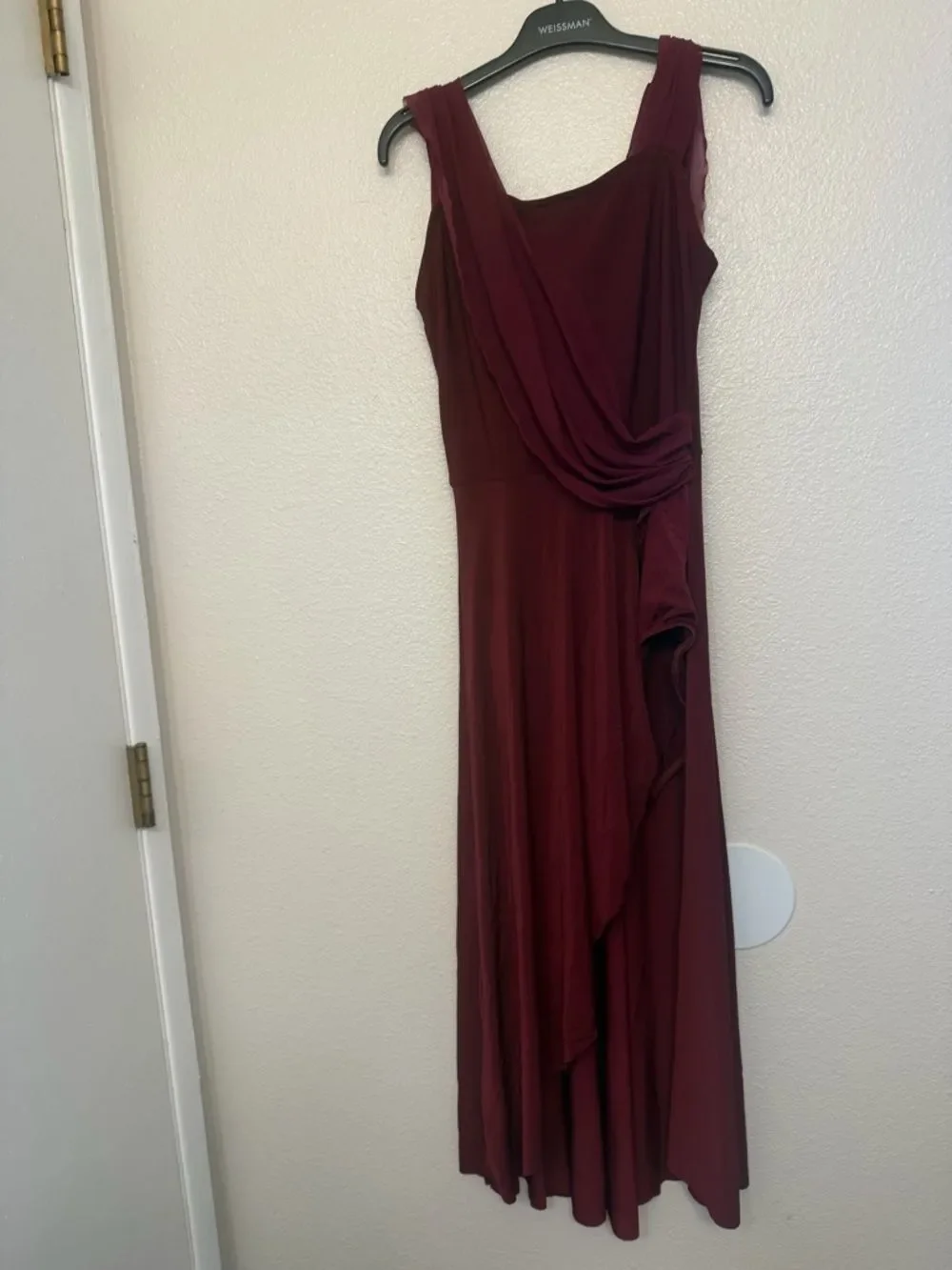 WEISSMAN Dance Costume burgundy leotard maxi drape dress 12083 SA-Small adult